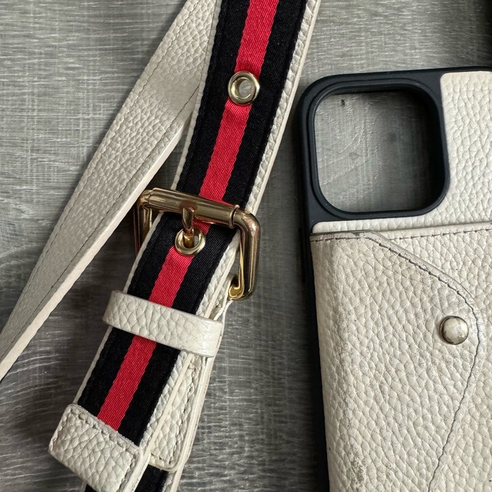 Bandolier Cream and Black Phone Case with Strap for 15 pro - Picture 7 of 12